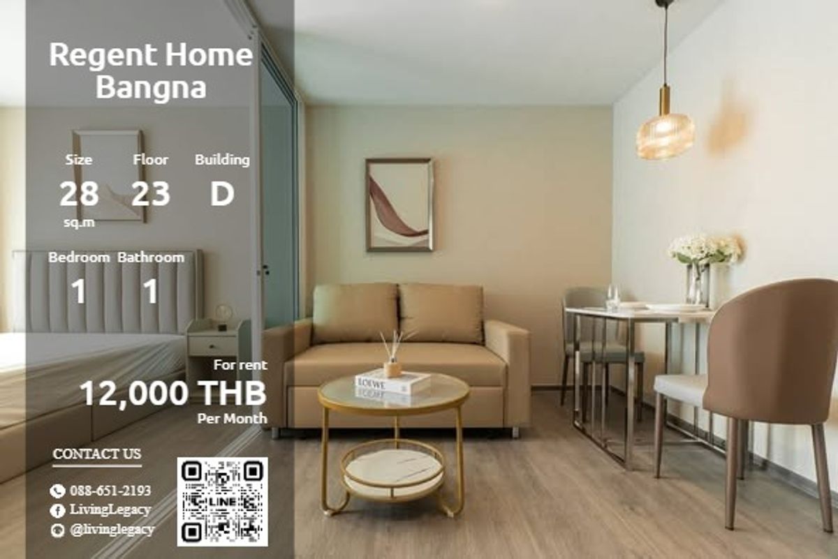 For RentCondoBangna, Bearing, Lasalle : SXKDOY Condo Regent Home Bangna 28 sq.m., 23rd floor, D Line ID: @livingLegacy