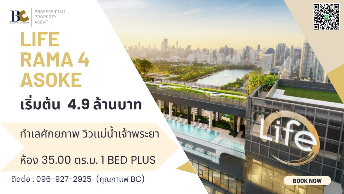 ขายคอนโดคลองเตย กล้วยน้ำไท : 1 BED PLUS 35 ตร.ม. วิวเเม่น้ำ  ทำเลศักยภาพ ใกล้ MRT  (096-927-2925 คุณ Coffee)