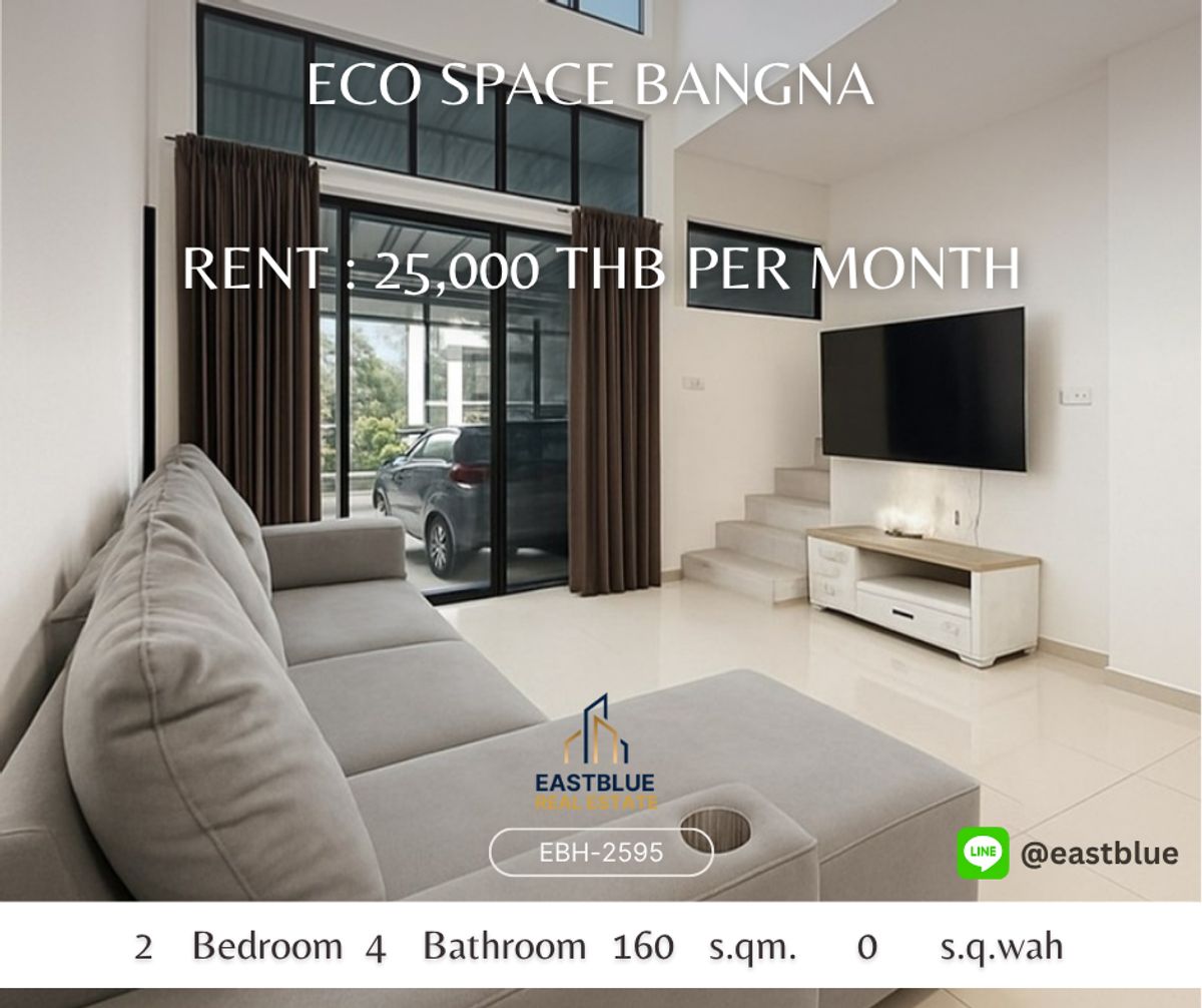 ให้เช่าทาวน์โฮมสมุทรปราการ สำโรง : บ้านสวย Eco Space Bangna! 2 ห้องนอน 3 ห้องน้ำ เช่าเพียง 25,000 บาท/เดือน Beautiful Home at Eco Space Bangna! 2 Bedrooms 3 Bathrooms, Rent Only 25,000 THB/Month