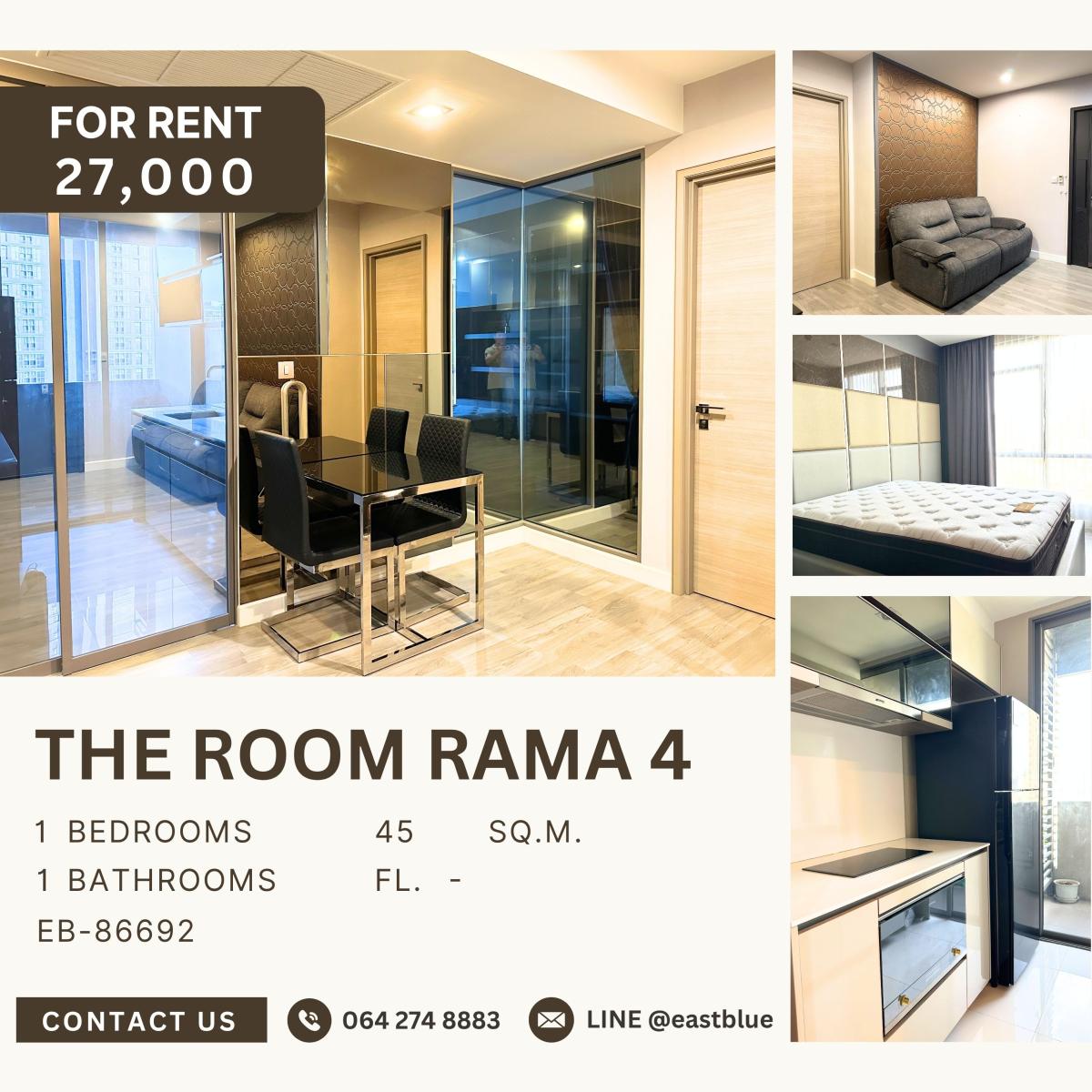 ให้เช่าคอนโดสยาม จุฬา สามย่าน : The Room Rama 4, 1 bed, 27000 per month