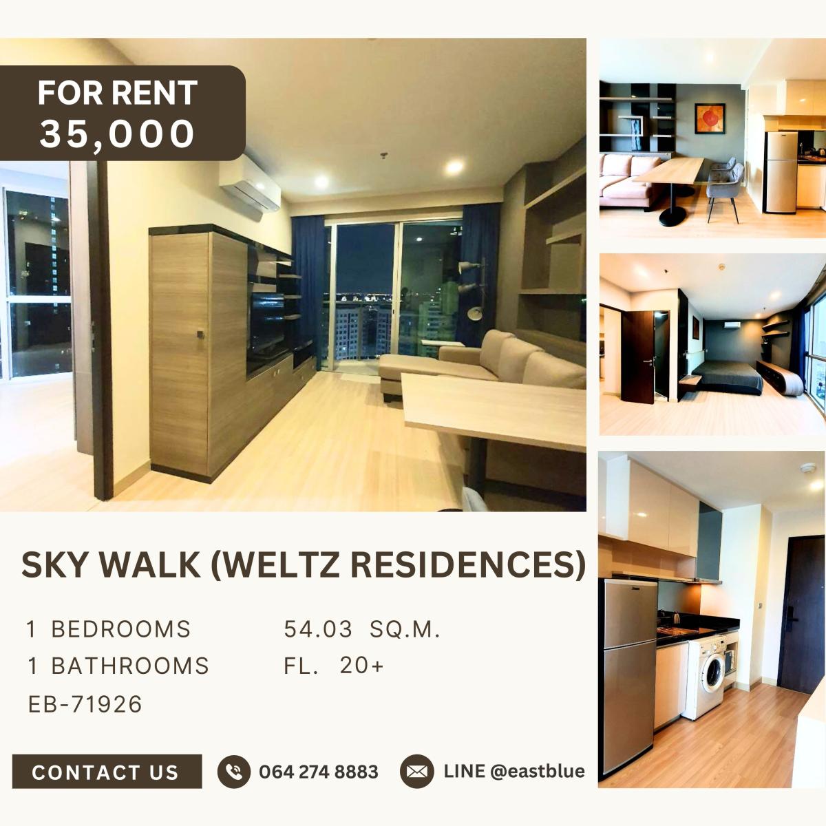 ให้เช่าคอนโดปทุมธานี รังสิต ธรรมศาสตร์ : Sky Walk (Weltz Residences), 1 bed, 35000 per month