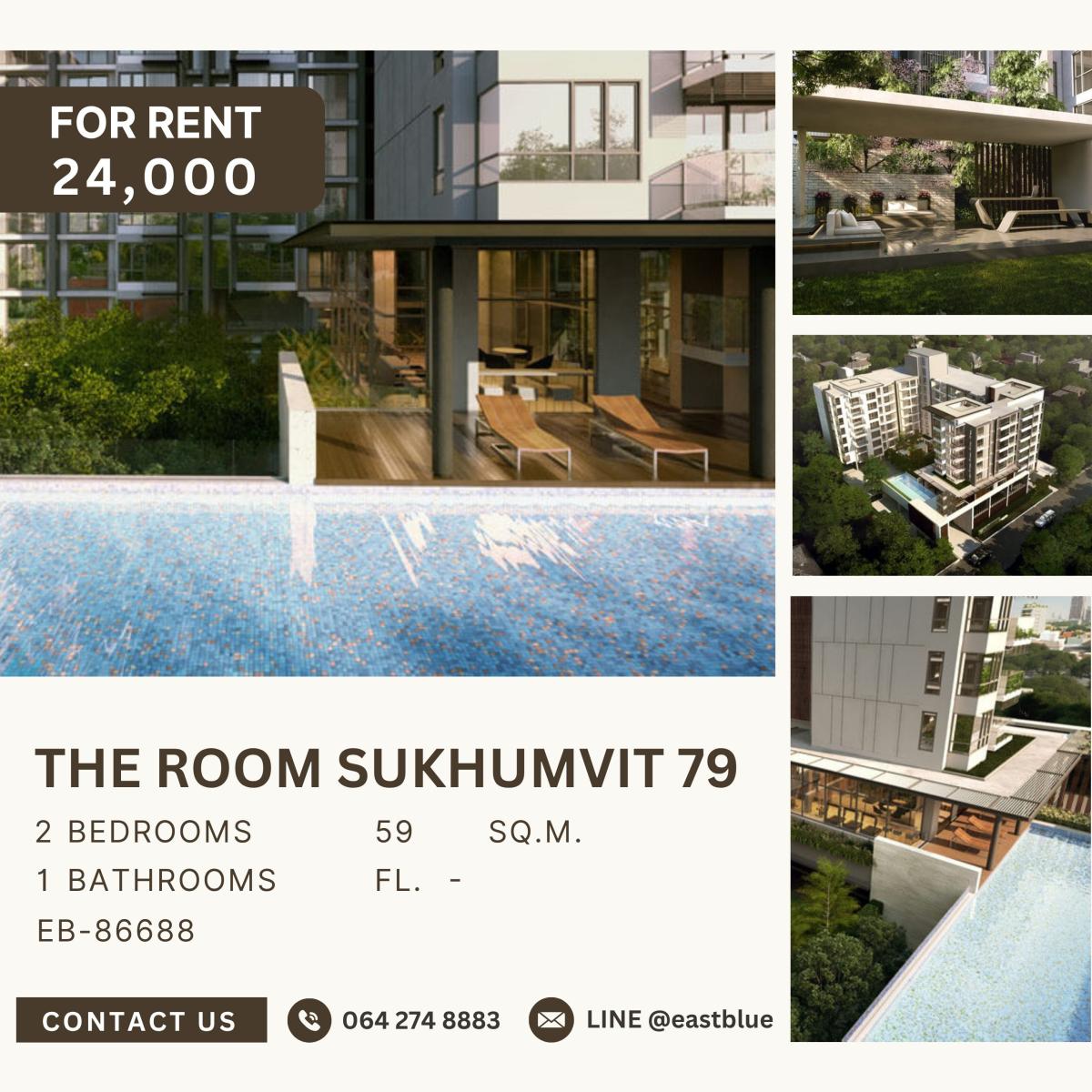 ให้เช่าคอนโดอ่อนนุช อุดมสุข : The Room Sukhumvit 79, 2 bed, 24000 per month