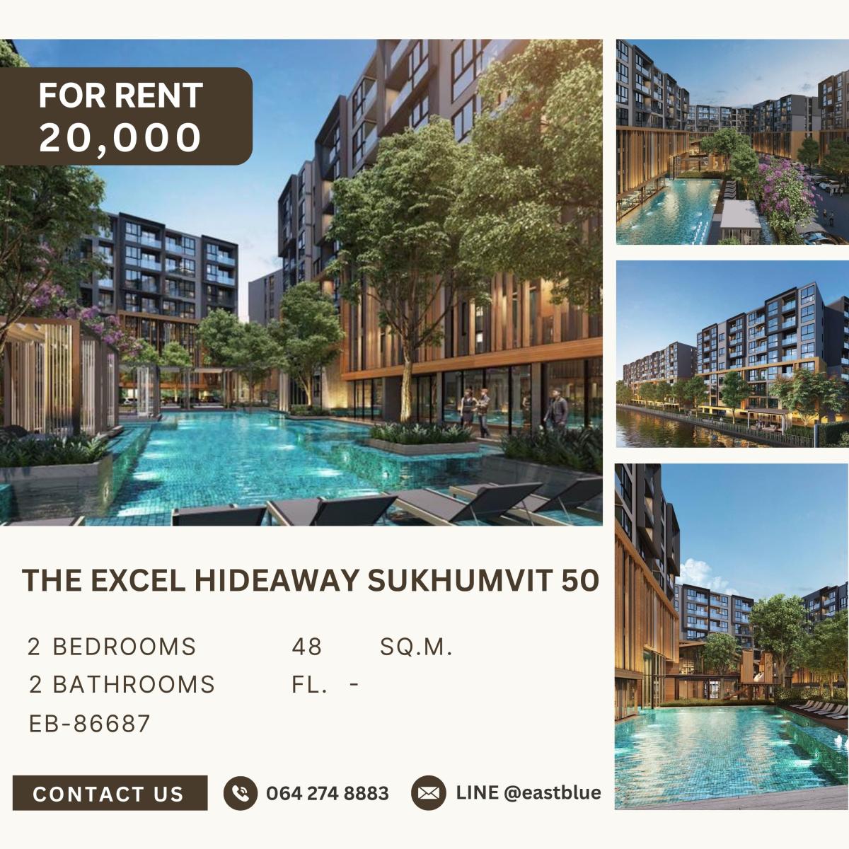 ให้เช่าคอนโดอ่อนนุช อุดมสุข : The Excel Hideaway Sukhumvit 50, 2 bed, 20000 per month