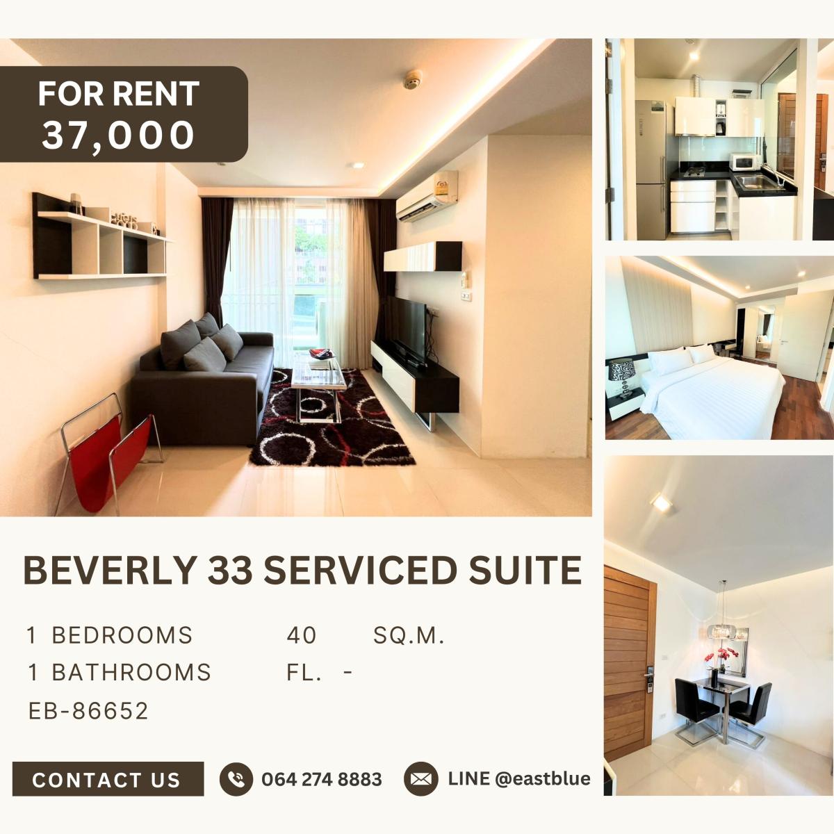 For RentCondoSukhumvit, Asoke, Thonglor : Beverly 33 Serviced Suite, 1 bed, 37000 per month