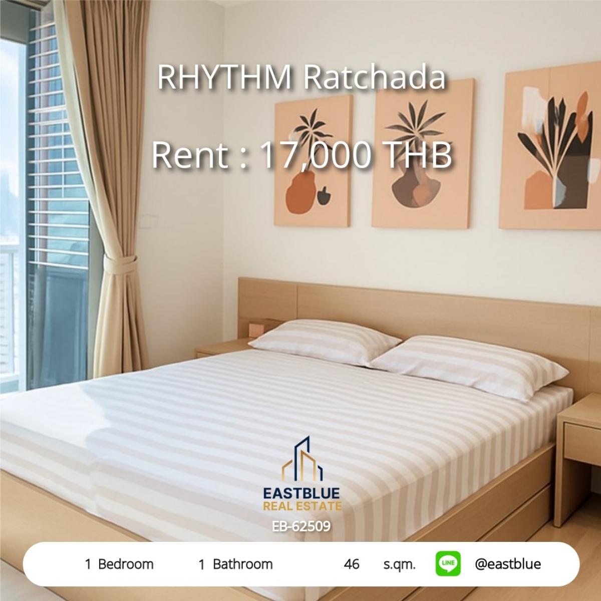 For RentCondoRatchadapisek, Huaikwang, Suttisan : RHYTHM Ratchada, 1 bed, 18000 per month