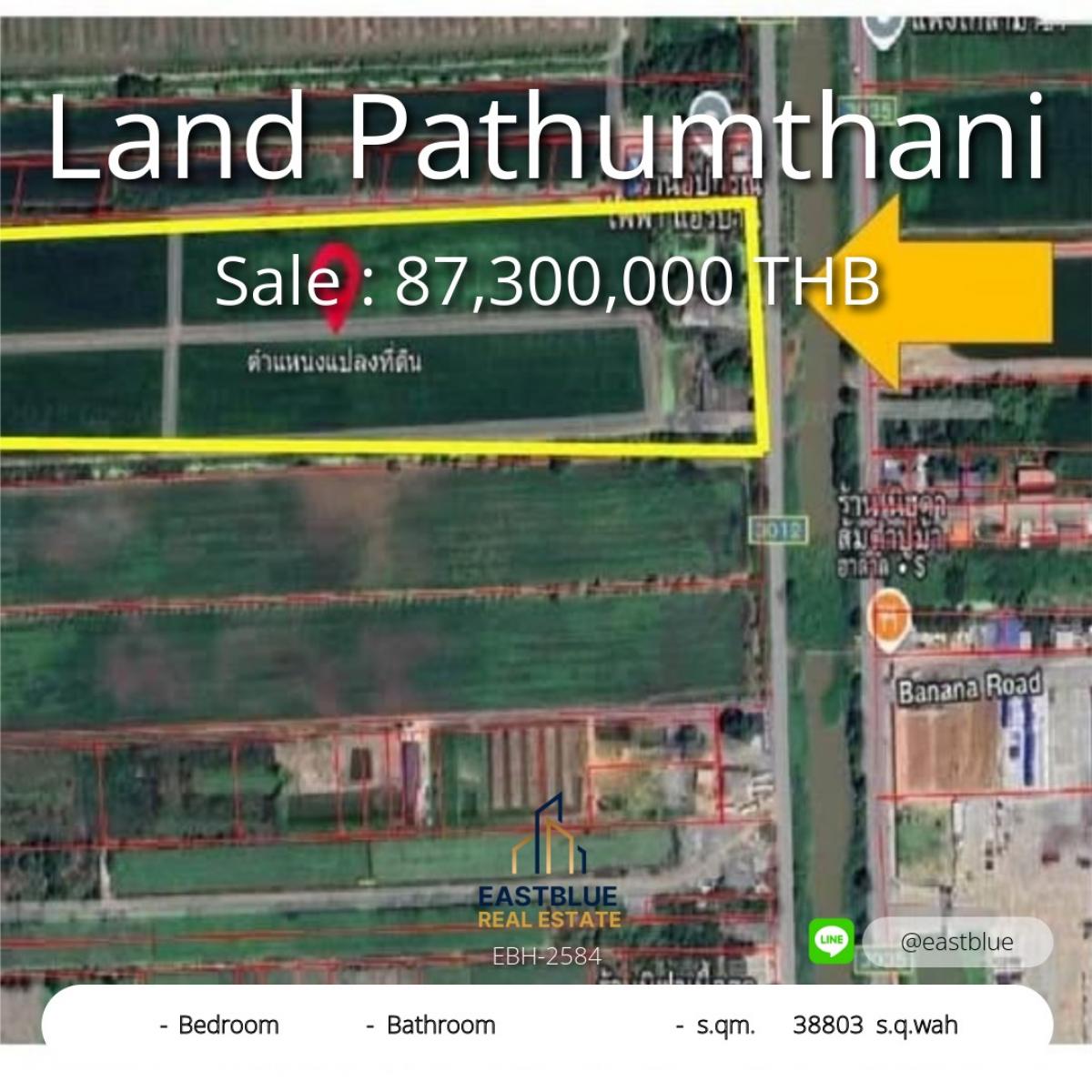 For SaleLandPathum Thani,Rangsit, Thammasat : Beautiful land for sale, Lam Luk Ka Khlong 13, empty land, Khlong 13, Lam Luk Ka District, Pathum Thani Province. The land is opposite Nessle Company.