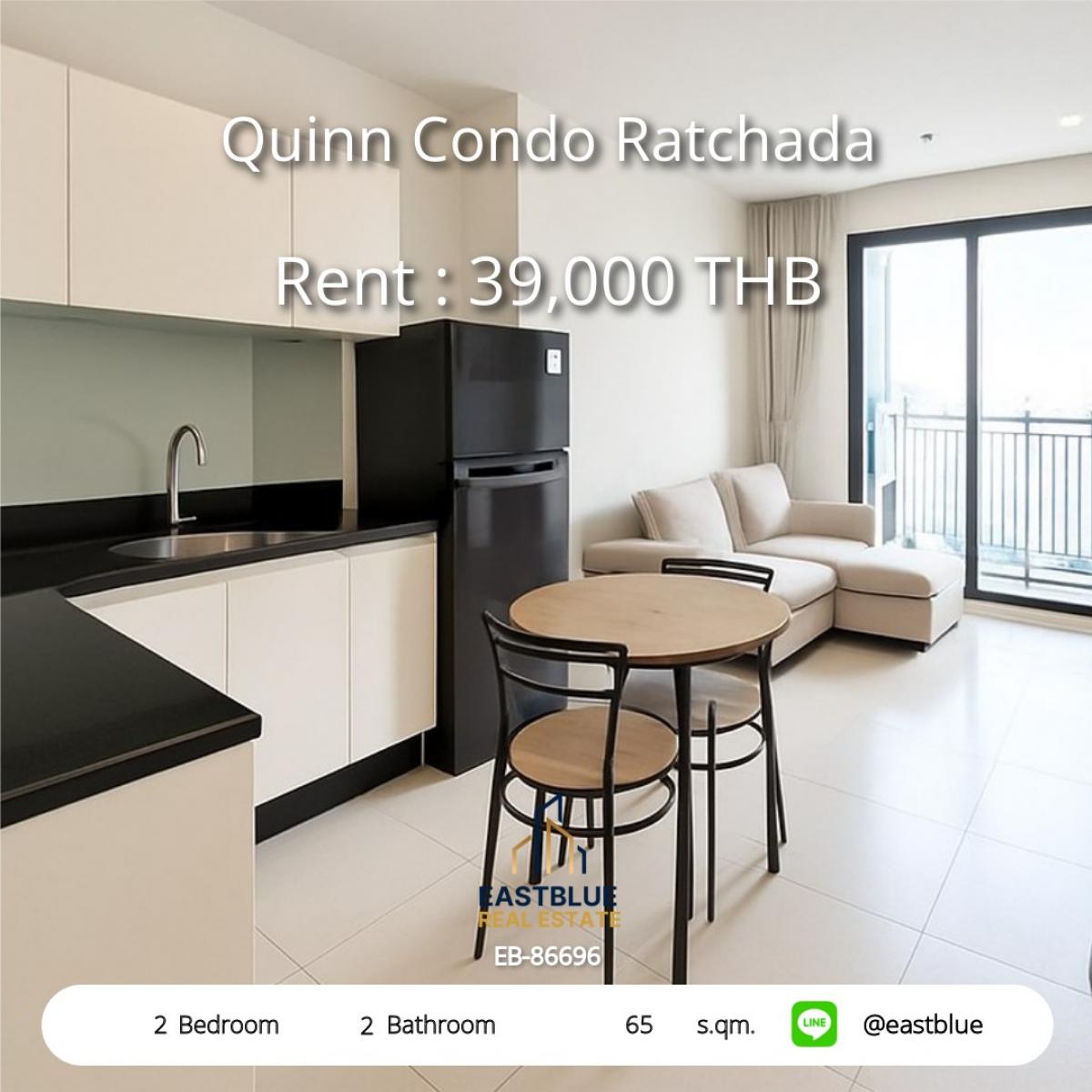 For RentCondoRatchadapisek, Huaikwang, Suttisan : Rent a condo at Quinn Ratchada, 2 bedrooms, near MRT Sutthisan
Area 65 sq.m. Price only 39,000 Baht/month!