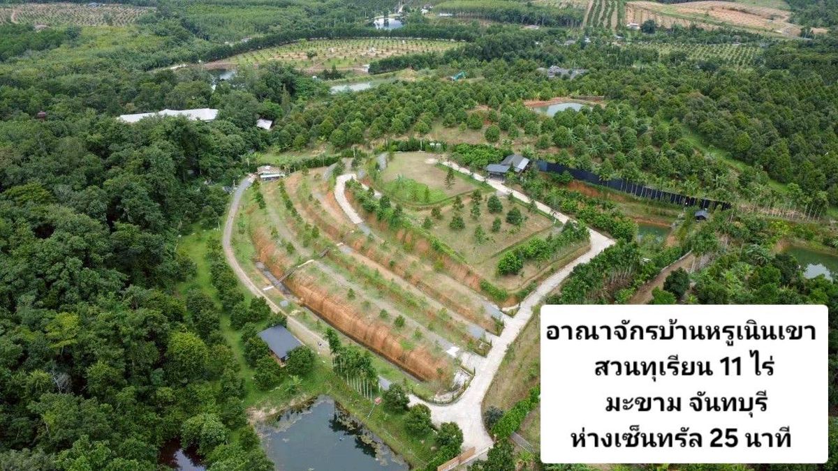 For SaleLandChanthaburi : Selling durian gardens with a luxury house of 11 rai, Chanthaburi, cheap price