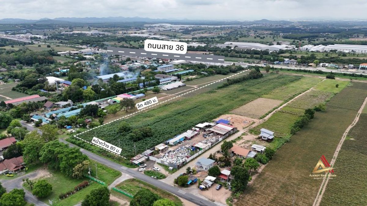 ขายที่ดินระยอง : ขายที่ดิน นิคมพัฒนา ระยอง ทำเลทอง ทำเลอุตสาหกรรม ใกล้ถนน 36 