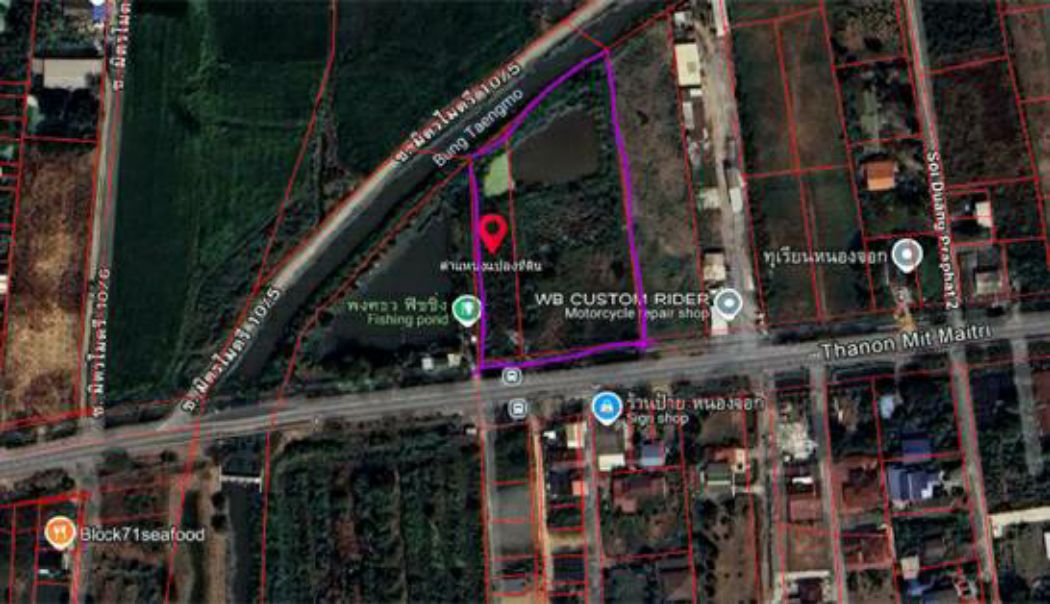For RentLandMin Buri, Romklao : Land for rent in Nong Chok, 5 rai, 1 ngan, 5.6 sq m, suitable for agriculture, 7-Eleven, gas station