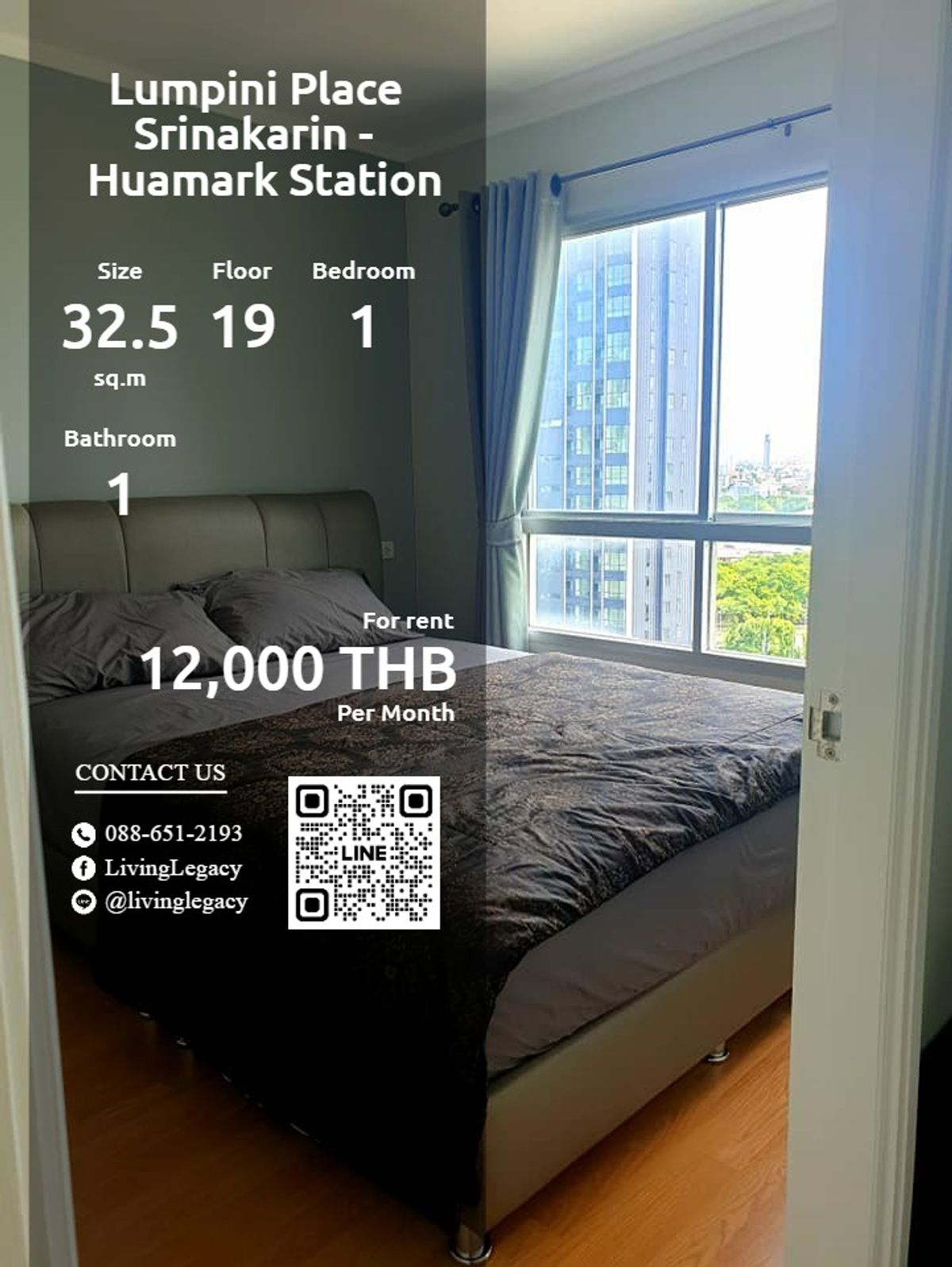 For RentCondoPattanakan, Srinakarin : Lujntqjy Condo for Lumpini Place Srinakarin - Huamark Station 32.5 sq.m., 19 Line ID: @livingLegacy