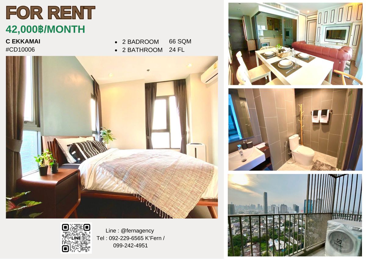 For RentCondoSukhumvit, Asoke, Thonglor : ✨ Condo ready to stay & quot; 𝐂 𝐄𝐤𝐤𝐚𝐦𝐚𝐢 𝐄𝐤𝐤𝐚𝐦𝐚𝐢 & quot; Good location, high view, full view of the open city 🏢