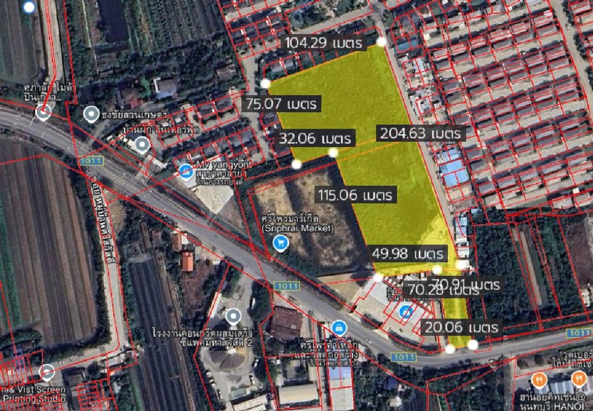 For SaleLandRama5, Ratchapruek, Bangkruai : Land on the road 10-1-48 rai, next to Bang Kruai Road-Chong Thanom (1011) Bang Kruai Nonthaburi