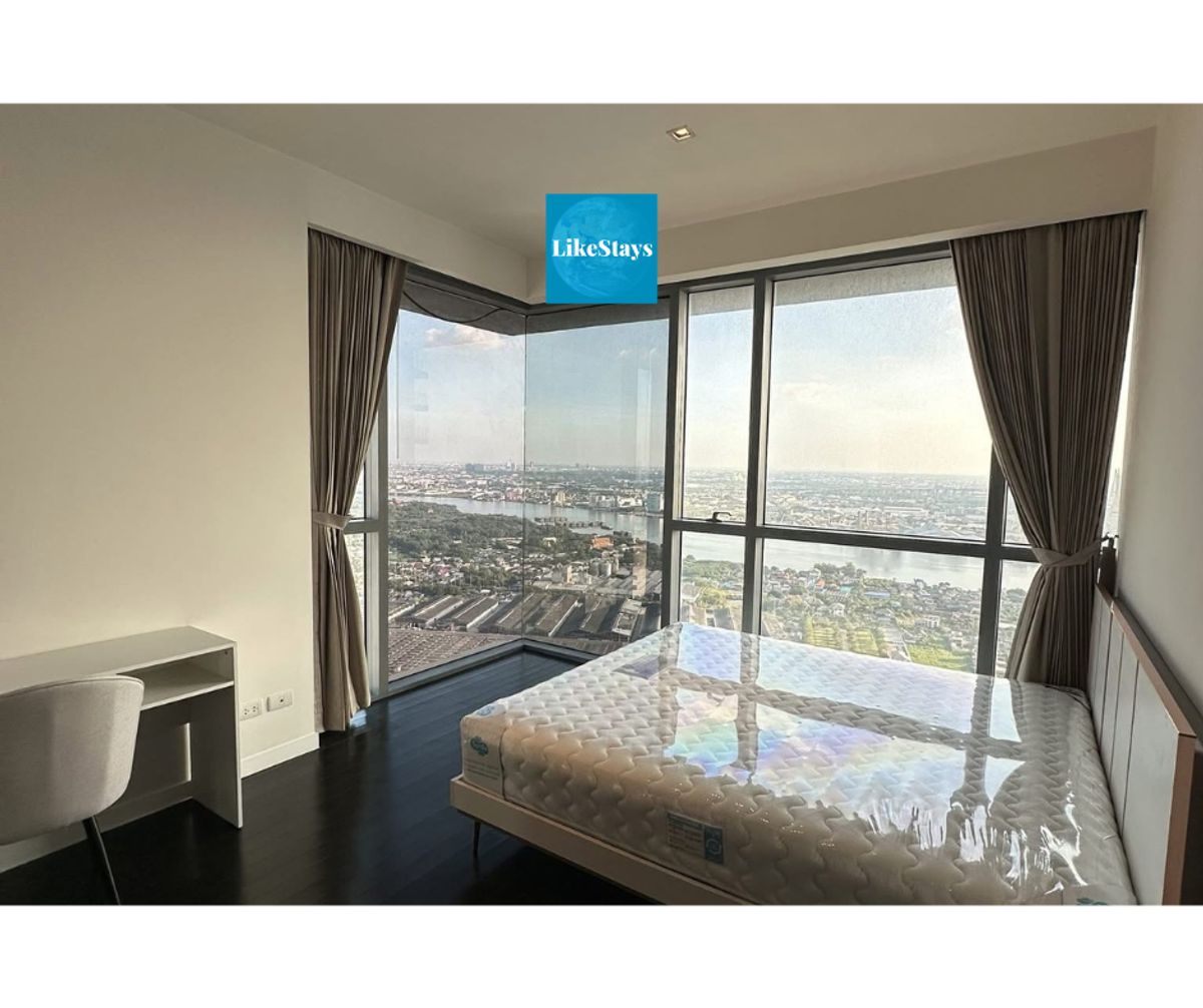 For RentCondoRama3 (Riverside),Satupadit : 📍 The Pano Rama 3 - Chao Phraya Riverfront 🏢 46th Floor | 129.2 SQ.M. | 2 Bedrooms | 2 Bathrooms | 2 Fixed Parking