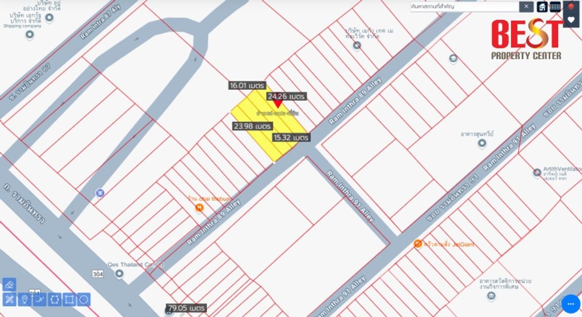 For SaleLandNawamin, Ramindra : Land for sale, Rare Item, size 91 square wah, Soi Ram Inthra 89, plus 1 house, only 50 meters into the alley, very worth 9.9 minus.
