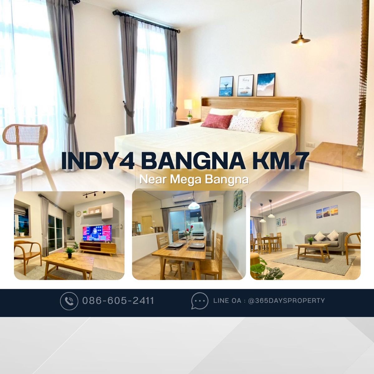 ให้เช่าทาวน์โฮมบางนา แบริ่ง ลาซาล : 💥ForRent💥 3Bed • Indy4 Bangna KM.7 🏡 Near Mega Bangna only 5 mins.‼️  Fully Furnished ✨