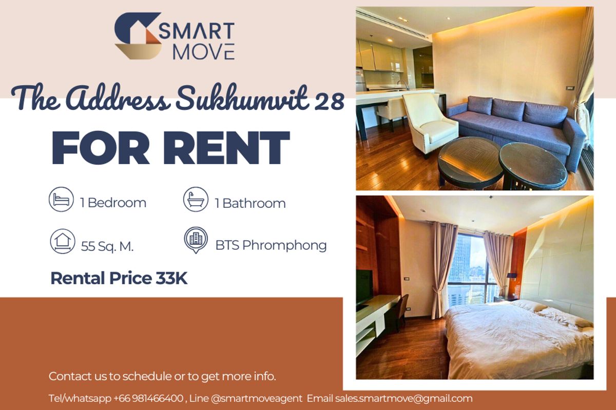 ให้เช่าคอนโดสุขุมวิท อโศก ทองหล่อ : 🔥 สำหรับเช่า !! 🔥 Code C20231100575..........The Address Sukhumvit 28, 1 ห้องนอน, 1 ห้องน้ำ, ชั้นสูง 14++, แต่งครบ, พร้อมเข้าอยู่ 📣📣