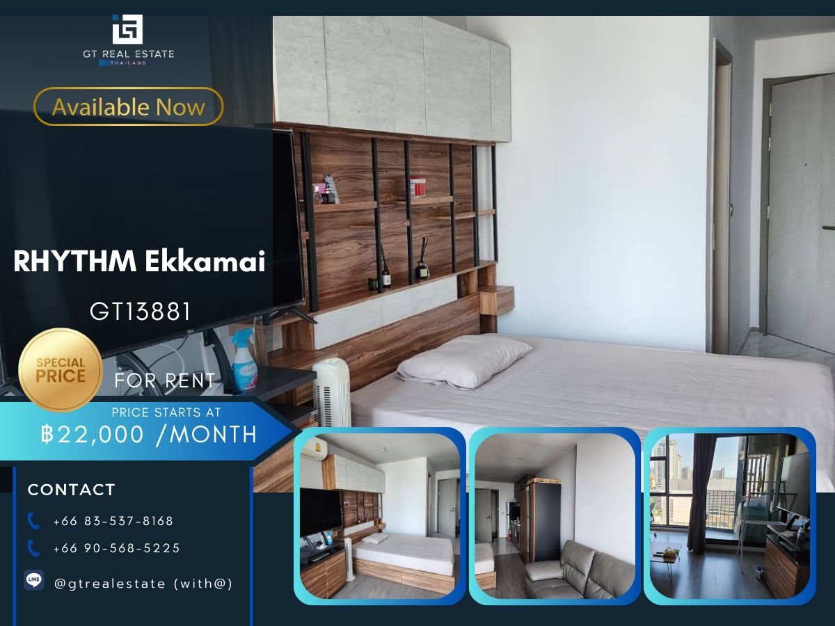 CondoSukhumvit, Asoke, Thonglor : RHYTHM EKKAMAI condo is convenient to travel near the BTS train. Ready to move in !!