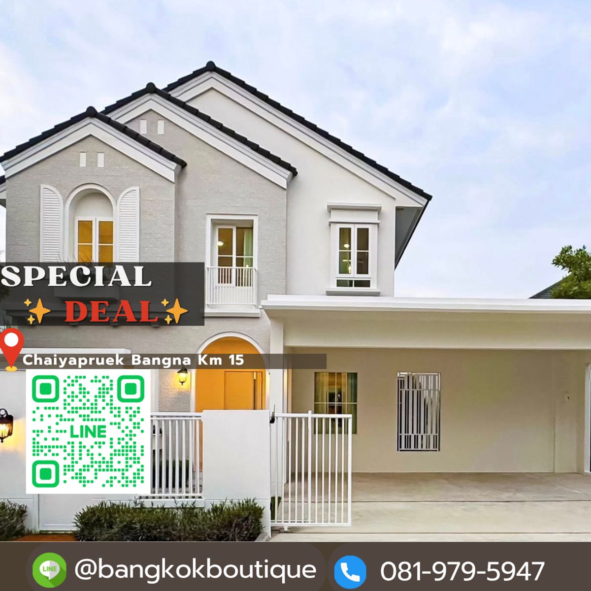 For RentHouseBangna, Bearing, Lasalle : 🔥𝑳𝒖𝒙𝒖𝒓𝒚 𝒉𝒐𝒖𝒔𝒆✨For rent house in compound Chaiyapruek Bangna Km 15  4bedroom 4bathroom size 310 Sq.m