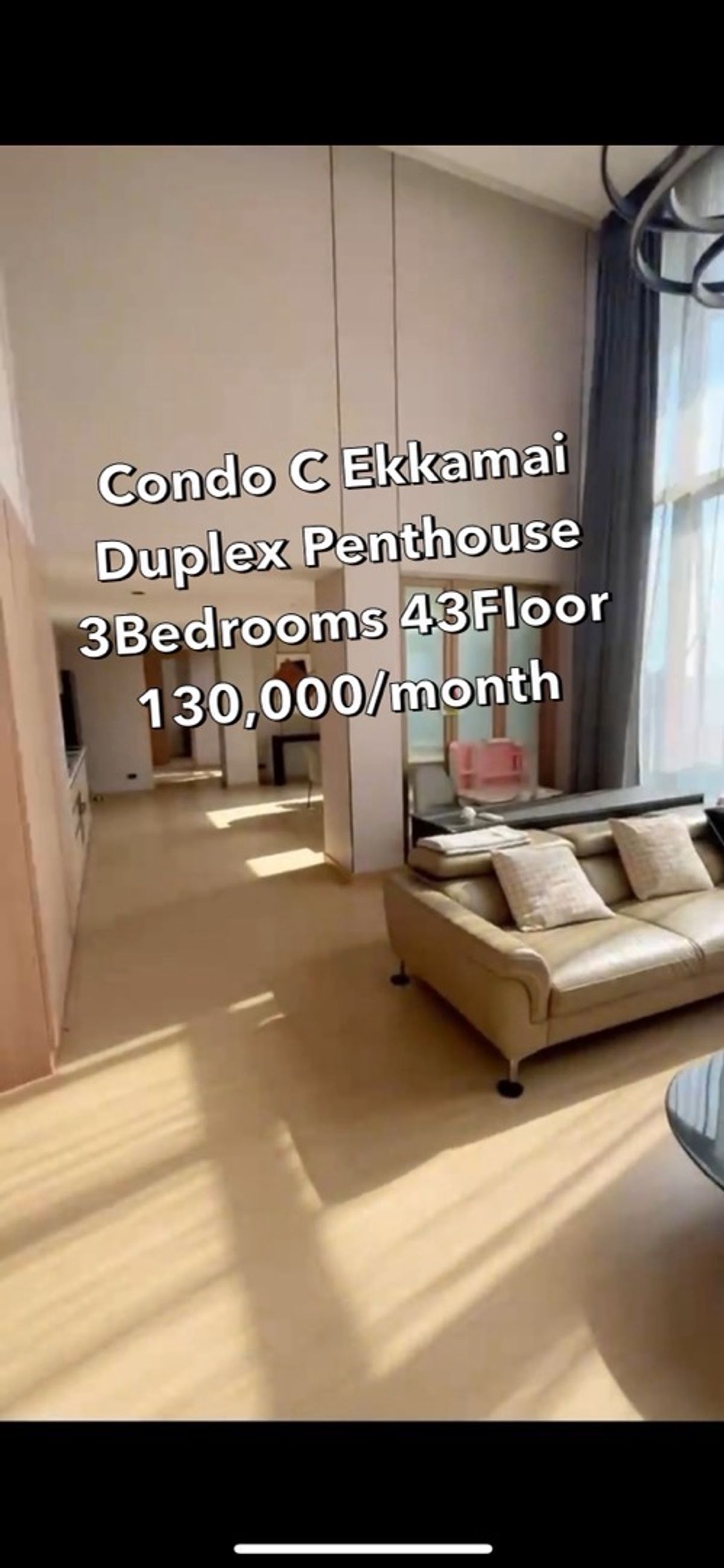 For RentCondoSukhumvit, Asoke, Thonglor : Condo C Ekkamai * Duplex Penthouse * 3bedrooms 43FLOROROROROROROROROOR ☎️Call/Line: 094-162-4424