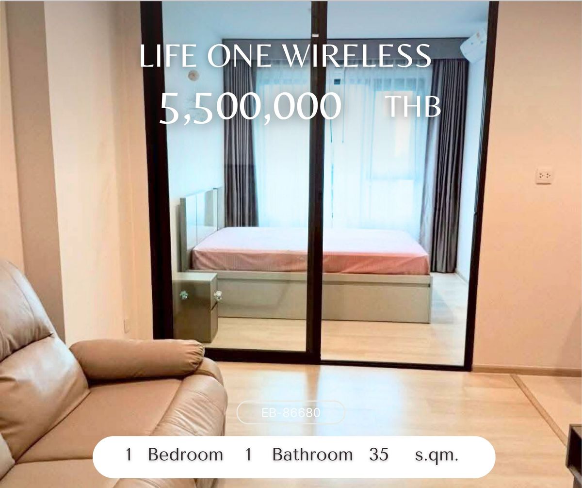 ขายคอนโดวิทยุ ชิดลม หลังสวน : รีบขายด่วน ๆ Life One Wireless เจ้าของขายขาดทุน โครงการสุดฮอตจากAPบนถนนวิทยุตร.มละ 15x,xxx ห้องสวยพร้อมอยู่เฟอร์ครบ