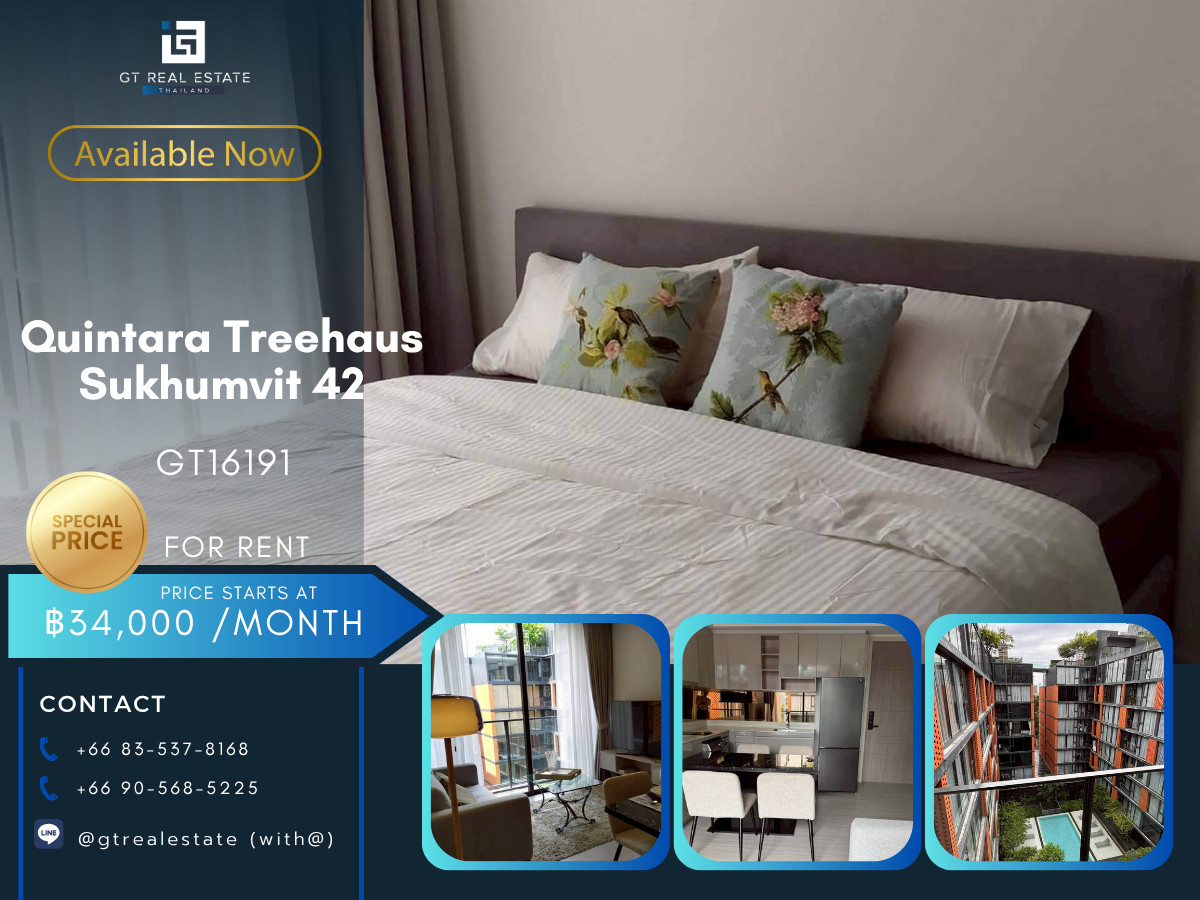 For RentCondoSukhumvit, Asoke, Thonglor : 💎 GT16191 | Condo for rent and sale at Quintara Treehaus Sukhumvit 42, convenient travel, near BTS, there is a shuttle, beautiful room, ready to move in!!