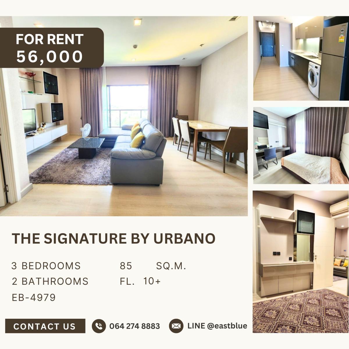 ให้เช่าคอนโดสะพานควาย จตุจักร : The Signature by Urbano, 3 bed, 56000 per month