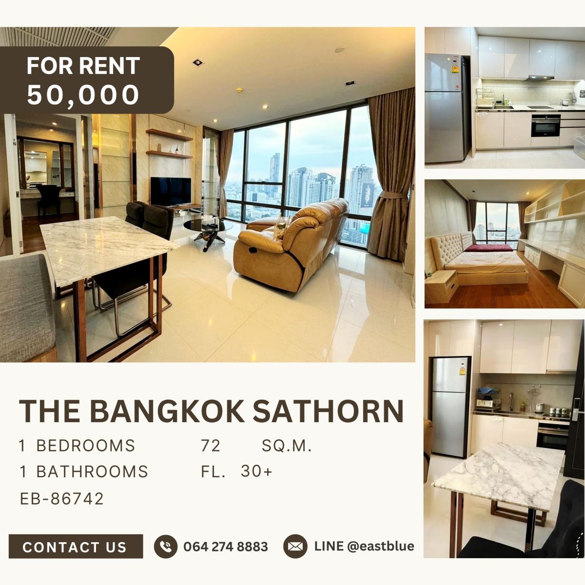 ให้เช่าคอนโดสาทร นราธิวาส : The Bangkok Sathorn, 1 bed, 50000 per month