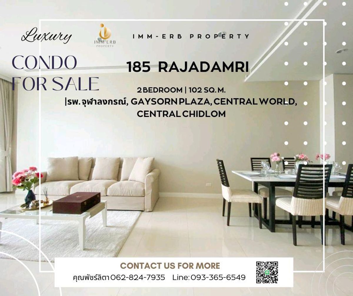 For SaleCondoWitthayu, Chidlom, Langsuan, Ploenchit : Luxury Freehold Condo in Rajadamri – Rare Unit at 185 Rajadamri