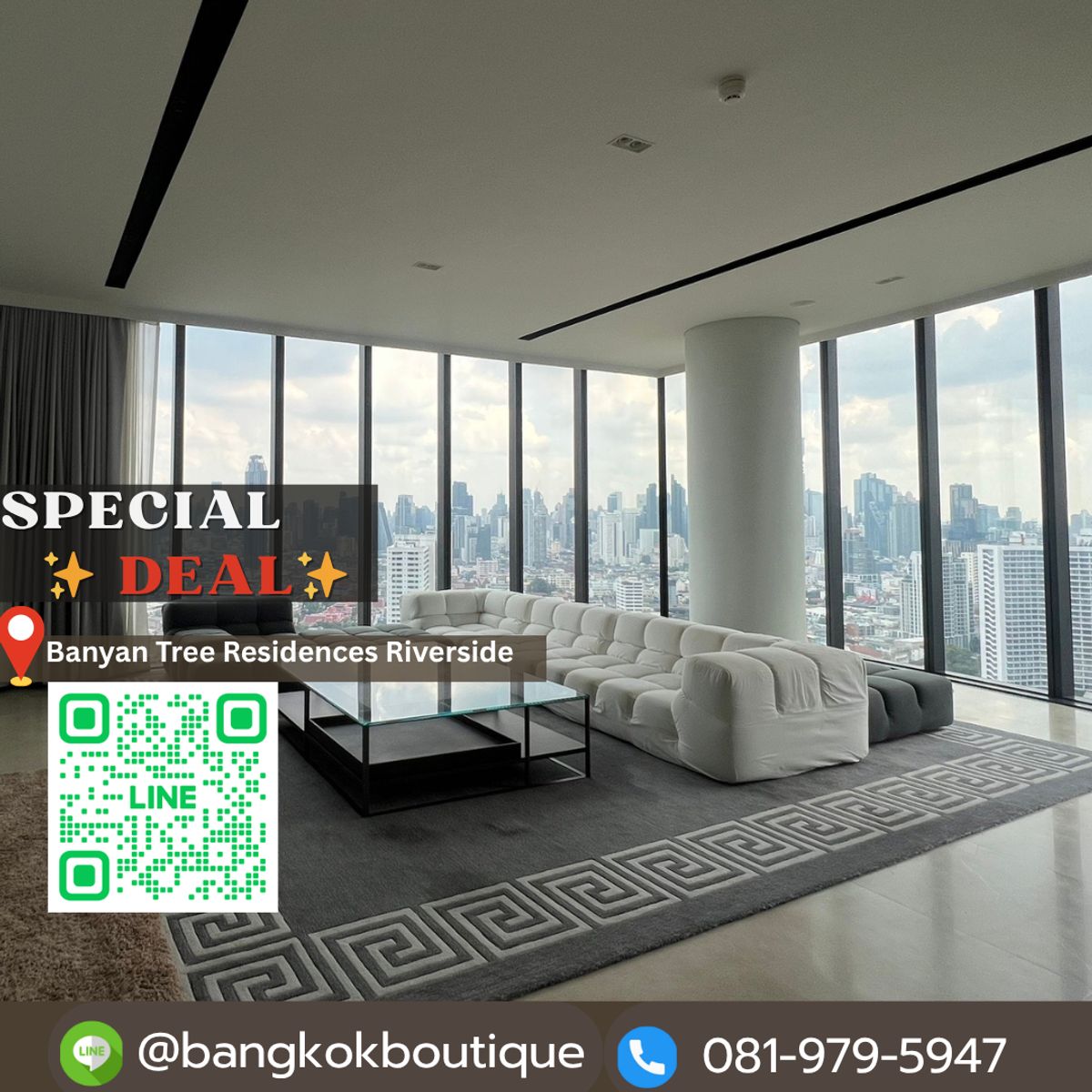ให้เช่าคอนโดวงเวียนใหญ่ เจริญนคร : ✨𝑳𝒖𝒙𝒖𝒓𝒚 𝑷𝒆𝒏𝒕𝒉𝒐𝒖𝒔𝒆🔥ให้เช่าเพนท์เฮาส์ Banyan Tree Residences 3ห้องนอน 4ห้องน้ำ ขนาด 248 ตร.ม