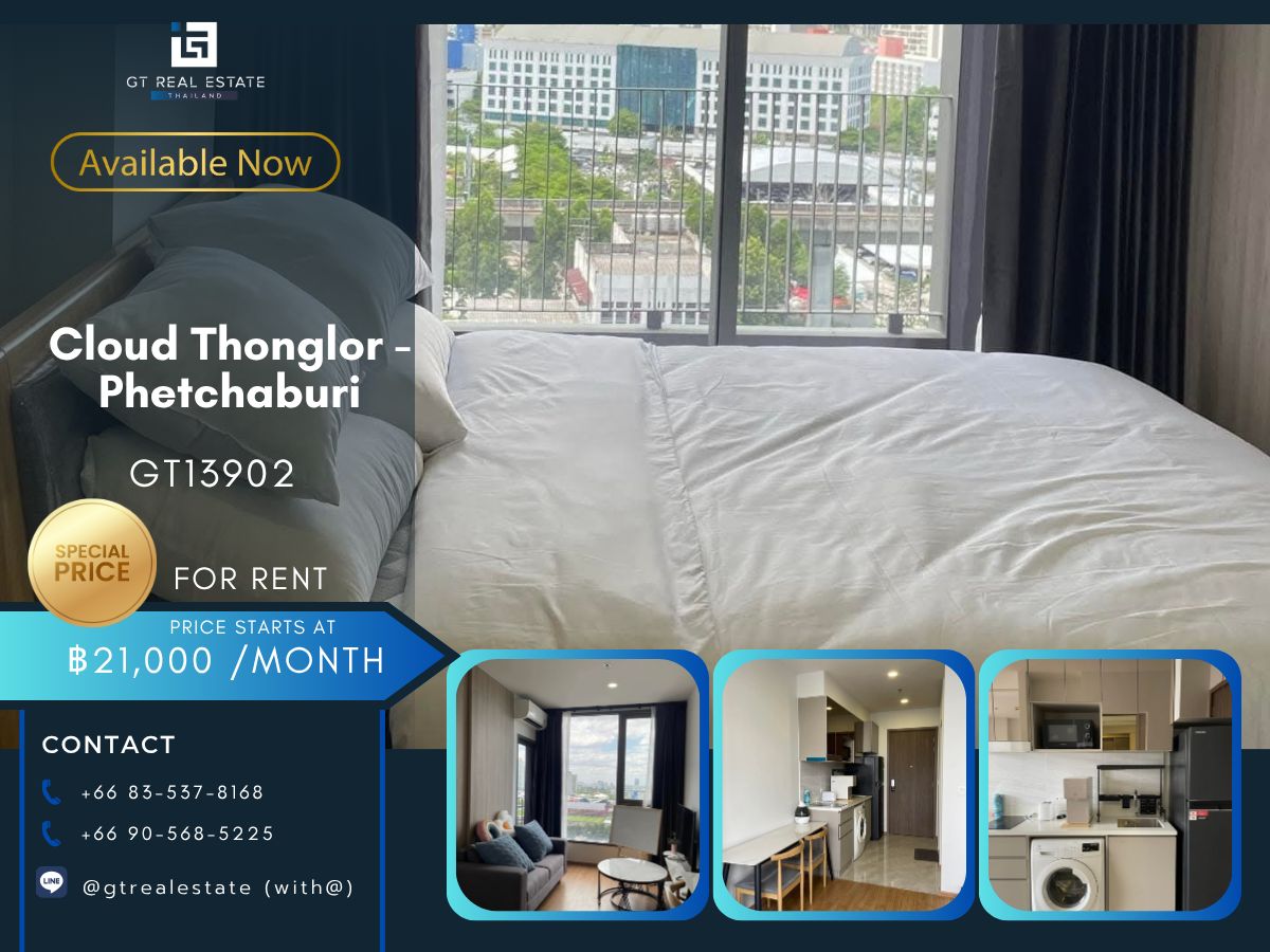 For RentCondoRama9, Petchburi, RCA : Condo Cloud Thonglor - Phetchaburi is convenient to travel near the BTS train. Ready to stay immediately !!