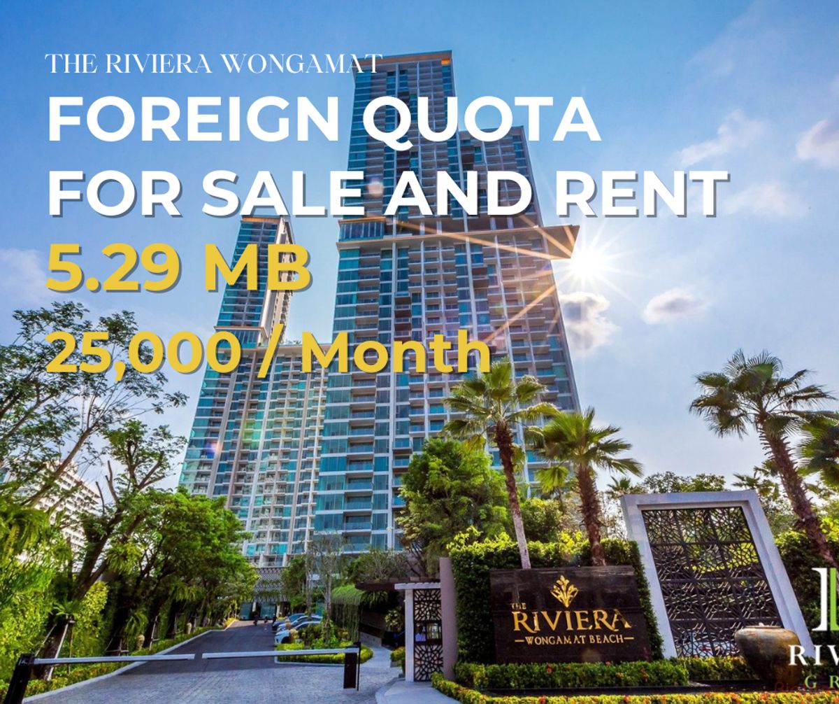 For RentCondoPattaya, Bangsaen, Chonburi : For Rent and Sale: Riviera Wongamat - Foreign Quota 5.29 | 25,000 THB/Month | Sea View | 35 SQ.M.