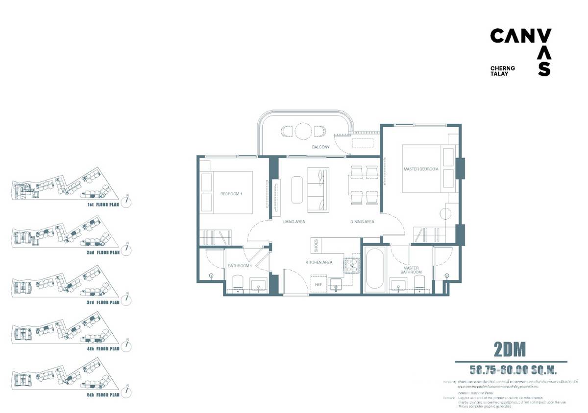 For SaleCondoPhuket : 2-BR Condo at Canvas Cherng Talay close to Laguna