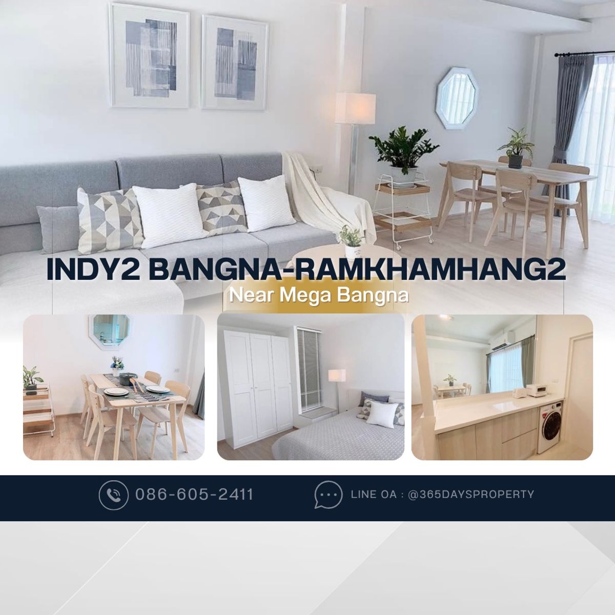 ให้เช่าบ้านบางนา แบริ่ง ลาซาล : 💥ForRent💥3Bed • Indy2 Bangna Ramkhamhang2 🏡 Near Mega Bangna‼️  Fully Furnished ✨