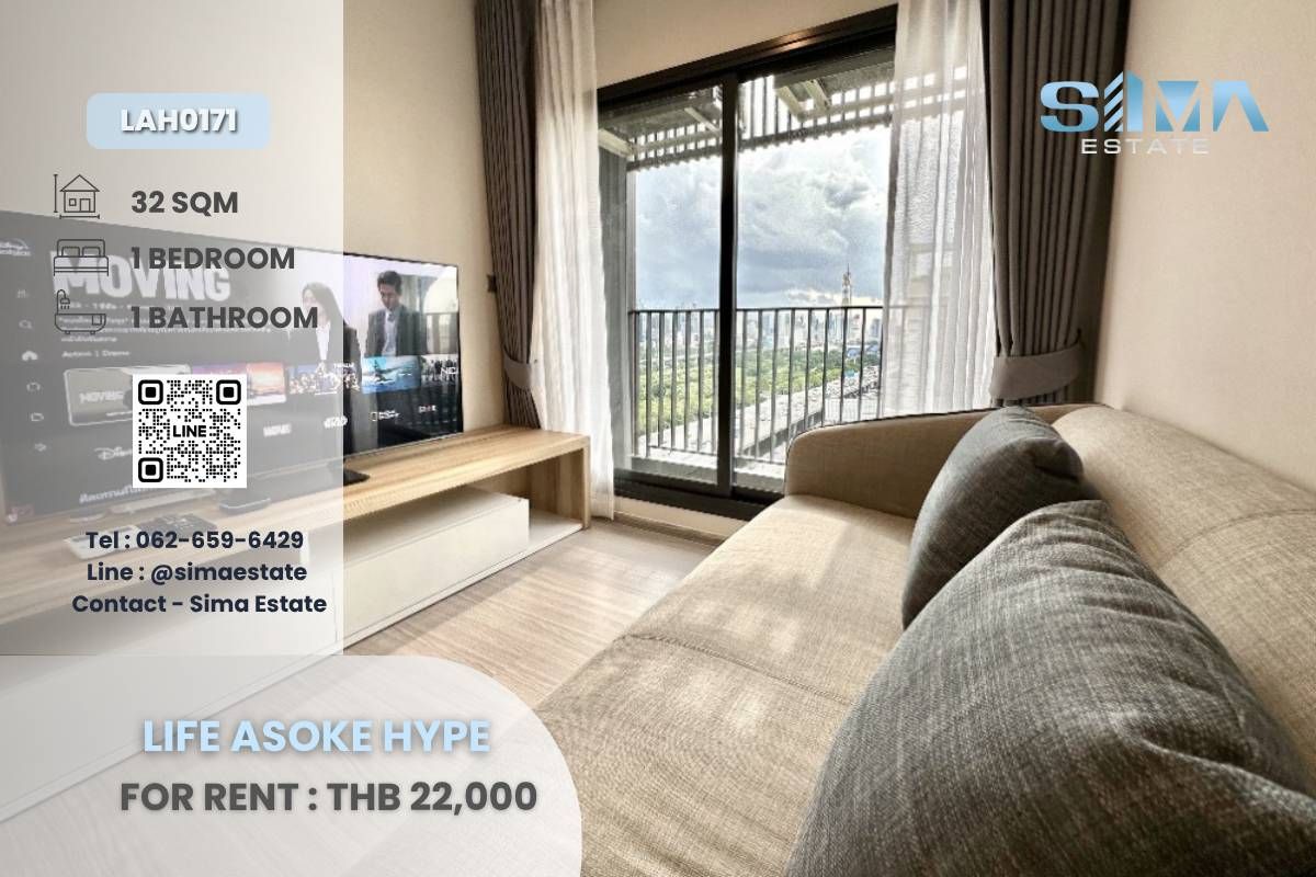 For RentCondoRama9, Petchburi, RCA : Rent ☁️Life Asoke Hype☁️ The room is very beautiful. Good decoration Ready to move in ☀️