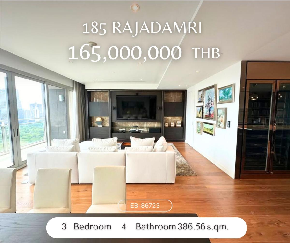 For SaleCondoWitthayu, Chidlom, Langsuan, Ploenchit : 185 Rajdamri Penthouse 3bedroom for sale