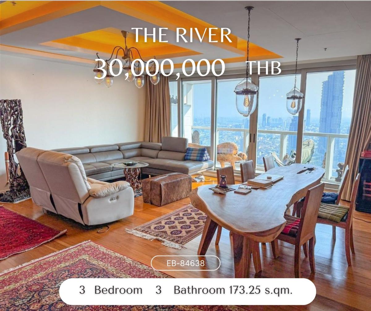 For SaleCondoWongwianyai, Charoennakor : ใครชอบวิวเเม่น้ำ ราคาดี ต้องห้องนี้ The River 3b3b 173 sqm วิวเเม่น้ำจัดปายยย!!