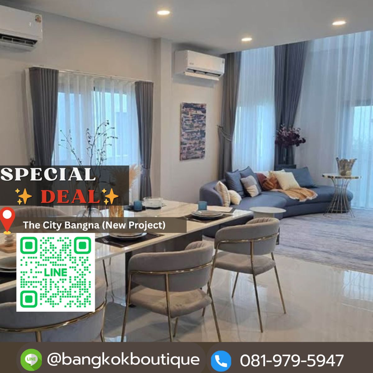 ให้เช่าบ้านบางนา แบริ่ง ลาซาล : 📍𝑳𝒖𝒙𝒖𝒓𝒚 𝒉𝒐𝒖𝒔𝒆🔥ให้เช่าบ้าน The City Bangna  ใกล้ห้าง Mega Bangna 4ห้องนอน 5ห้องน้ำ 