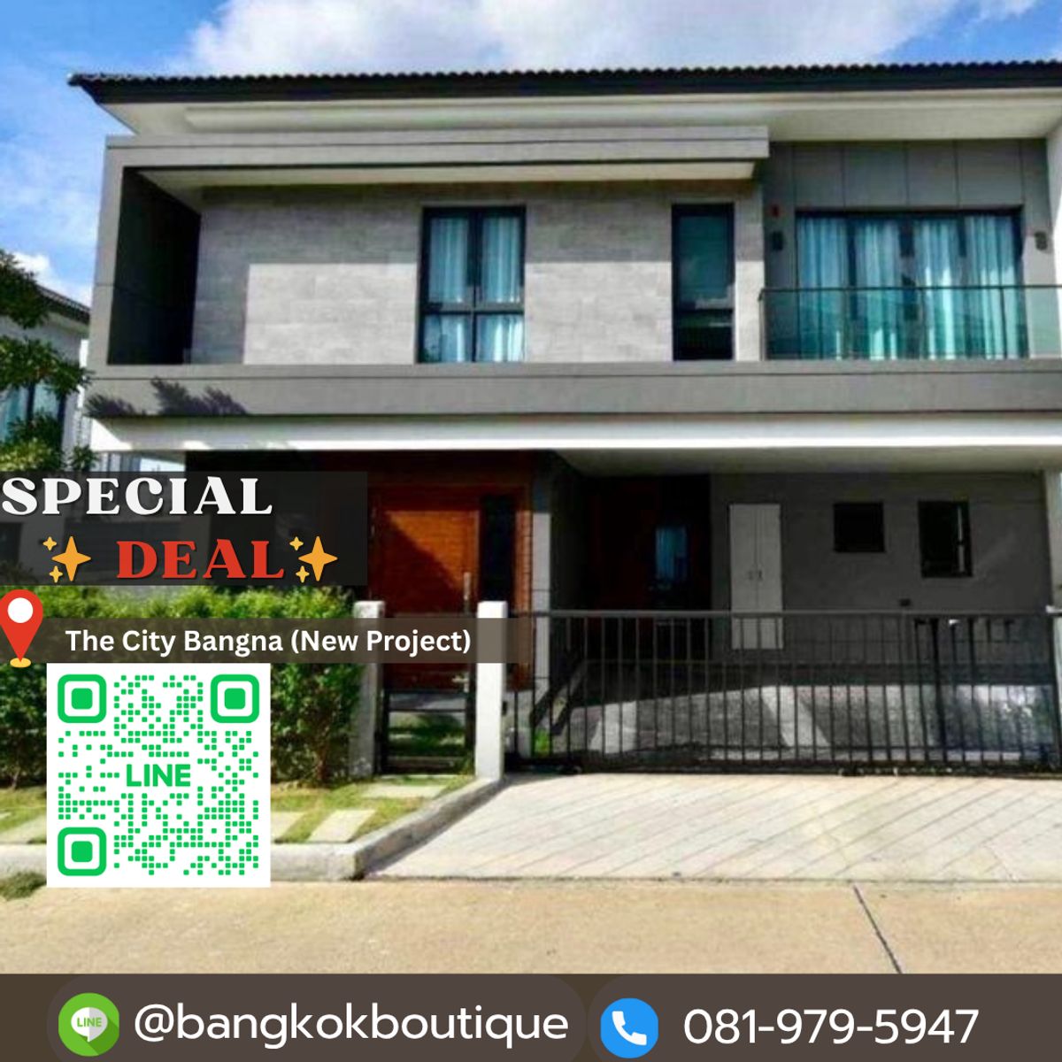 ให้เช่าบ้านบางนา แบริ่ง ลาซาล : 📍𝑳𝒖𝒙𝒖𝒓𝒚 𝒉𝒐𝒖𝒔𝒆✨ให้เช่าบ้าน The City Bangna  ใกล้ห้าง Mega Bangna 4ห้องนอน 5ห้องน้ำ 