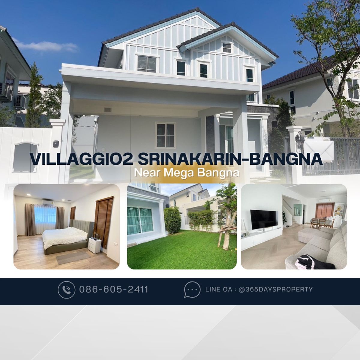 ให้เช่าบ้านบางนา แบริ่ง ลาซาล : 💥ForRent💥3Bed • Villaggio 2 Srinakarin–Bangna 🏡 Near Mega Bangna , SISB , D-PREP‼️Fully Furnished ✨
