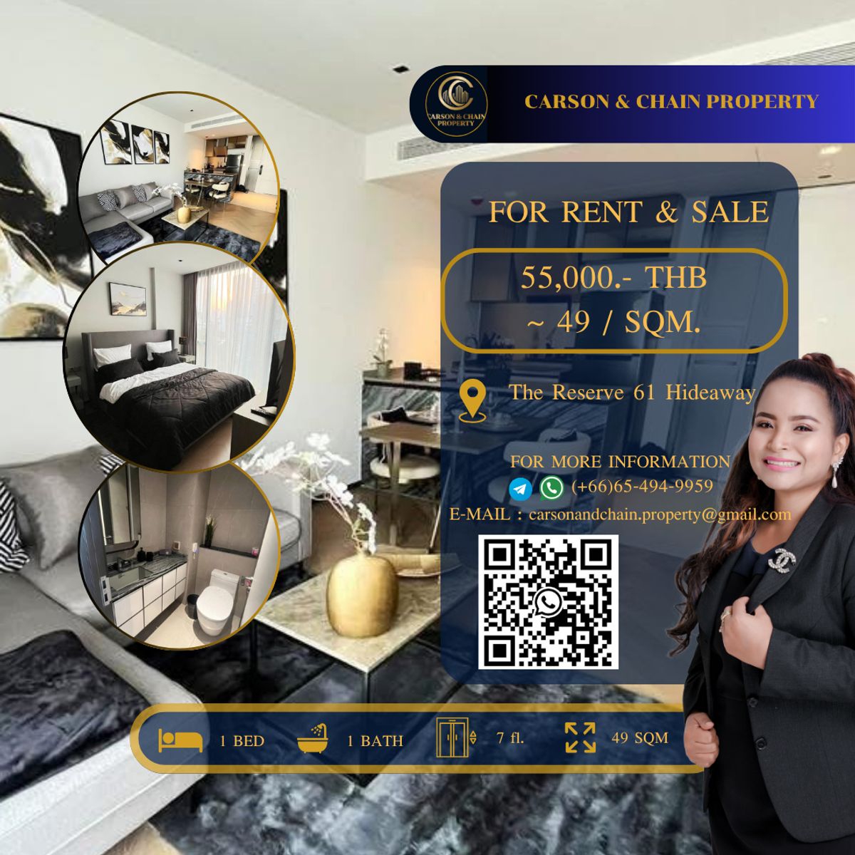 ให้เช่าคอนโดสุขุมวิท อโศก ทองหล่อ : The Reserve 61 Hideaway