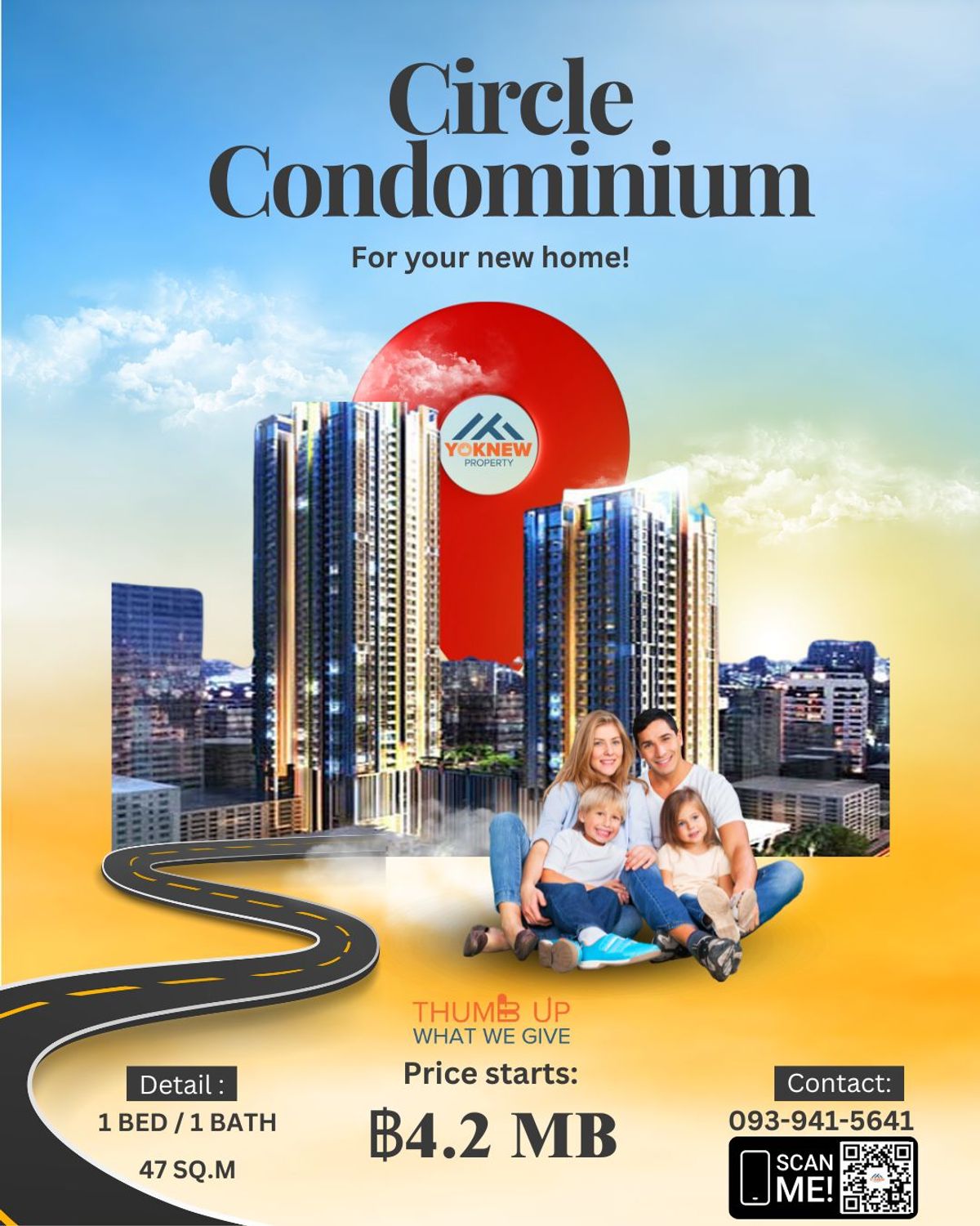 ขายคอนโดพระราม 9 เพชรบุรีตัดใหม่ RCA : 🏙 Circle Condominium – 1Bed ใหญ่ ใจกลางพระราม 9