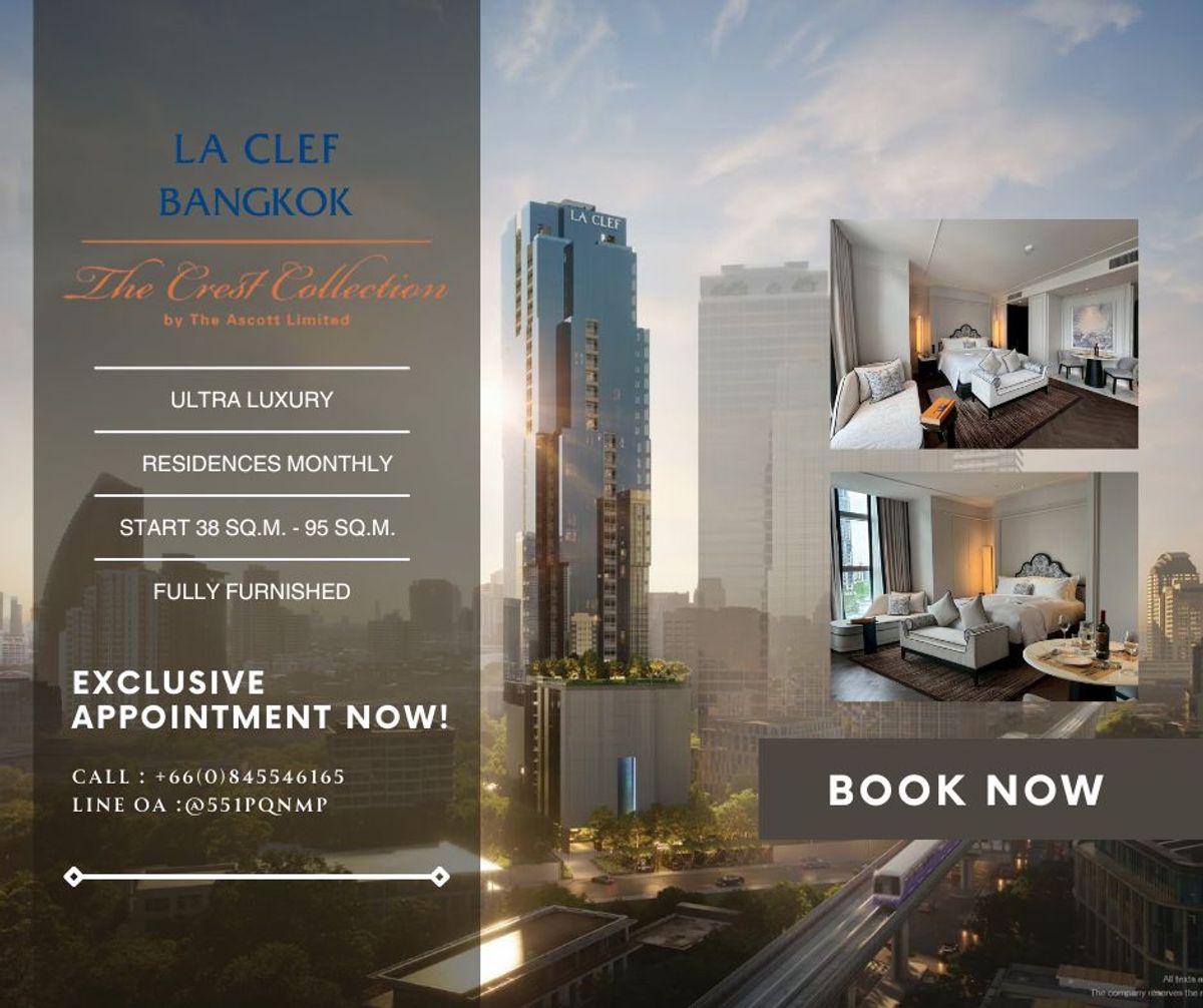 ให้เช่าคอนโดสุขุมวิท อโศก ทองหล่อ : FOR RENT 🔥 𝑳𝒆 𝑪𝒍𝒆𝒇 𝑩𝒂𝒏𝒈𝒌𝒐𝒌  🏙️ World Class Services Residence 𝐑𝐚𝐫𝐞 𝐈𝐭𝐞𝐦𝐬 มากๆ ติด BTS ทองหล่อเพียง 30 เมตร