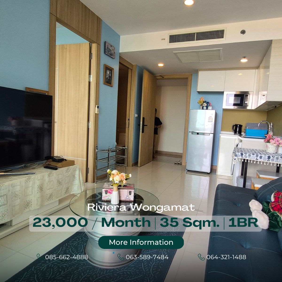 For RentCondoPattaya, Bangsaen, Chonburi : 🌊 For Rent @ Riviera Wongamat - 💰 ONLY 23,000 Baht/Month | 1 Bedroom |  SEA + City View 🌃