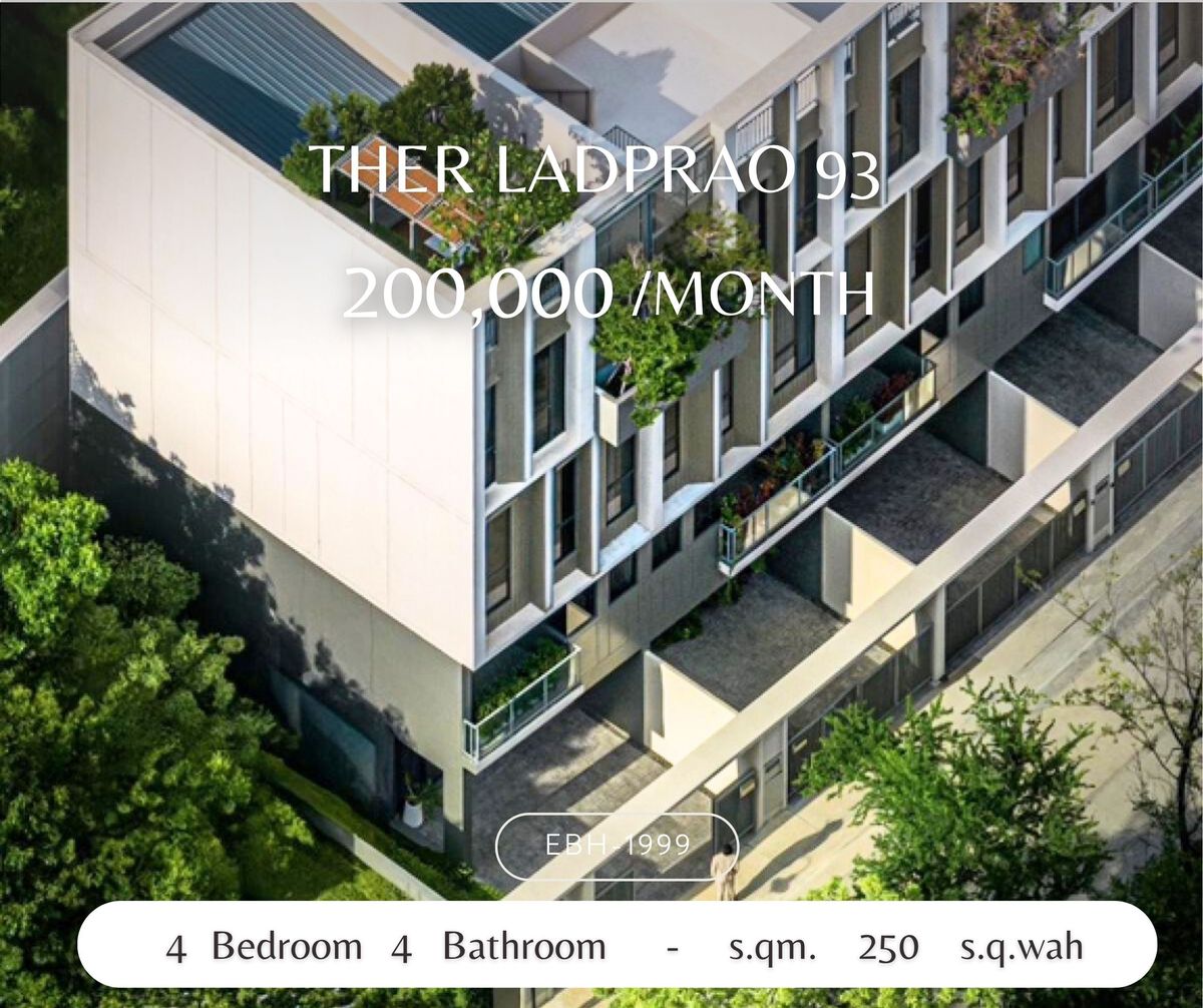 For RentTownhomeLadprao101, Happy Land, The Mall Bang Kapi : Ther Ladprao 93, the north house, beautiful garden view, high quality house, good location, near the park, near public transportation, convenient to travel, suitable for families that need spacious living space. And a quiet environment