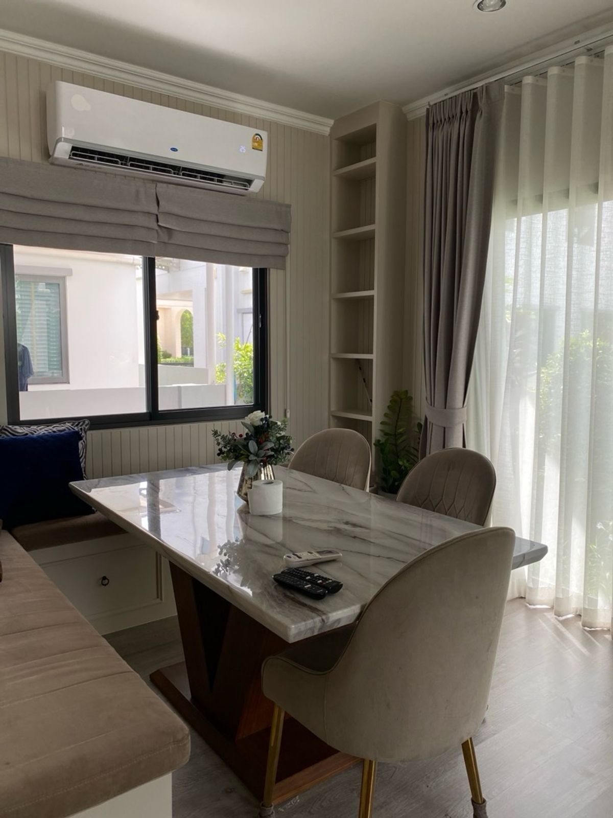 For SaleHouseLadkrabang, Suwannaphum Airport : Beautiful detached house for sale, ready to stay at the Saran Siri Ramkhamhaeng project, good condition, perfect function With a private office Suitable for modern families ✨