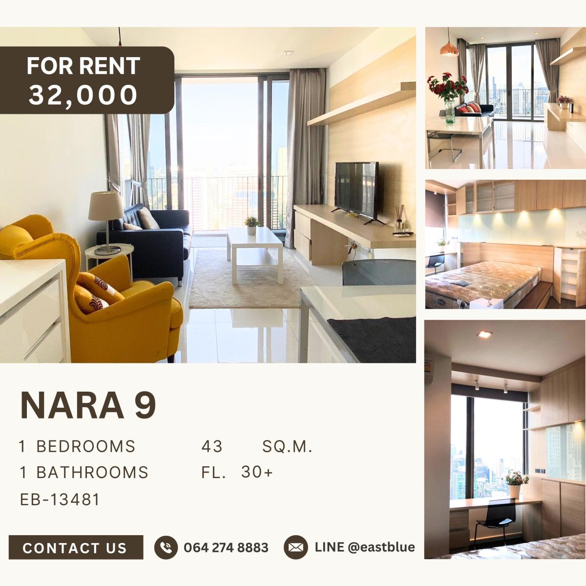 ให้เช่าคอนโดสาทร นราธิวาส : Nara 9, 1 bed, 32000 per month