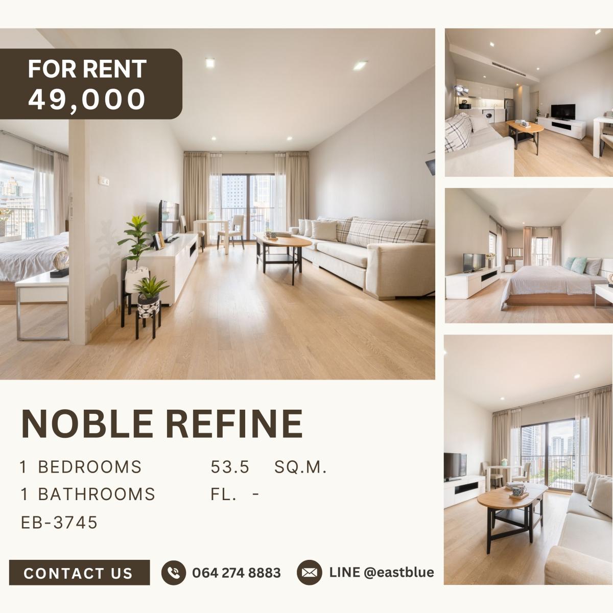 ให้เช่าคอนโดสุขุมวิท อโศก ทองหล่อ : Noble Refine, 1 bed, 49000 per month