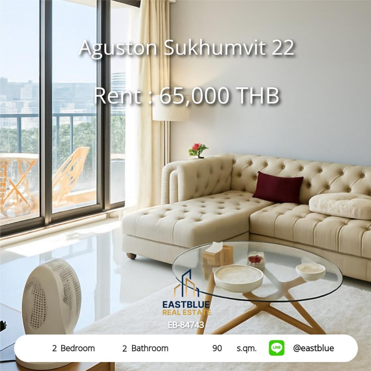 ให้เช่าคอนโดสุขุมวิท อโศก ทองหล่อ : คอนโดหรู Aguston Sukhumvit 22 2 ห้องนอน 90 ตรม. ใกล้ BTS กล้วยน้ำไท 
เช่าเพียง 65,000 บาท/เดือน พร้อมสระว่ายน้ำ ฟิตเนส ครบครัน!