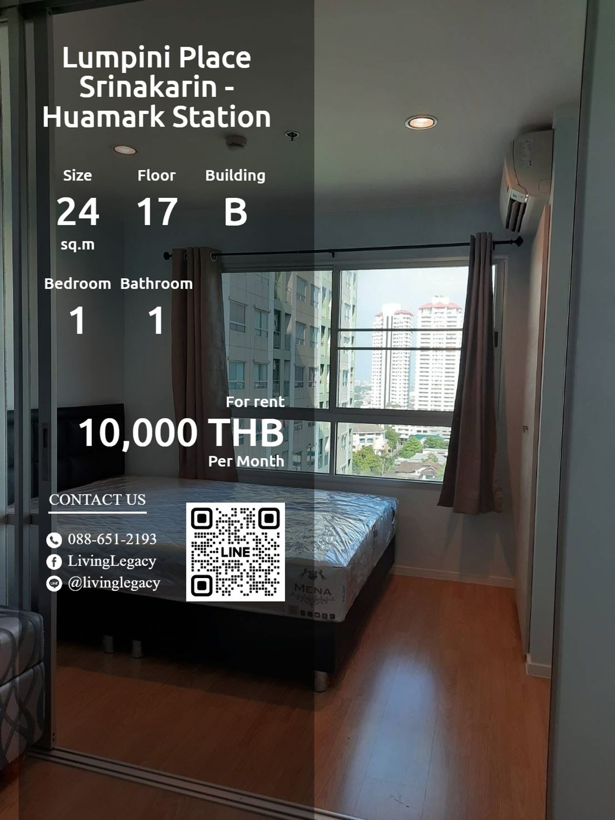 ให้เช่าคอนโดบางนา แบริ่ง ลาซาล : SY6LPO ให้เช่าคอนโด Regent Home Bangna 28 ตร.ม. ชั้น 6 ตึก D line id : @livinglegacy